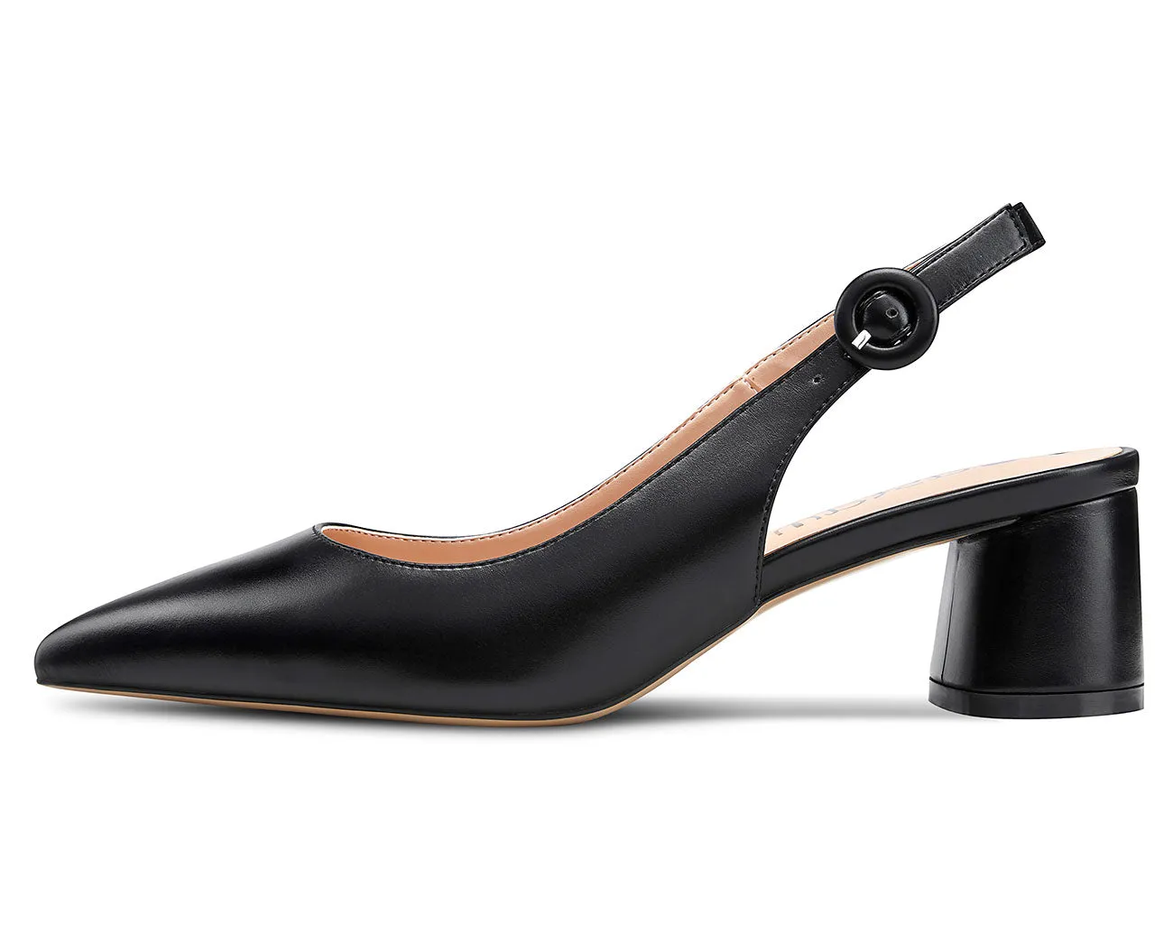 CASTAMERE Womens Chunky Block Heels Slingback Pumps Slip-on Pointy Toe 5CM Heel Sandals