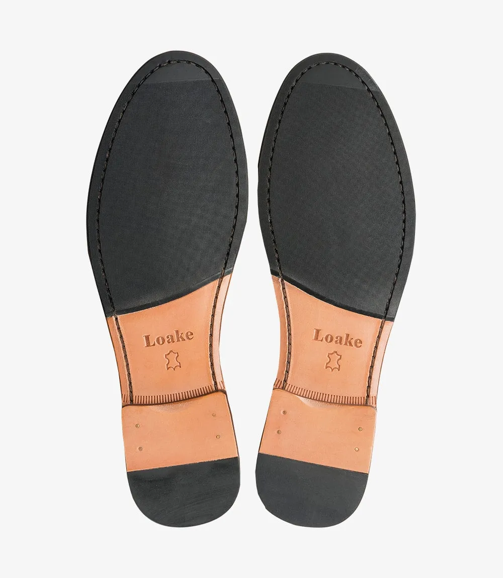 Loake Men's Nicholson Leather Moccasin Shoes Navy Suede